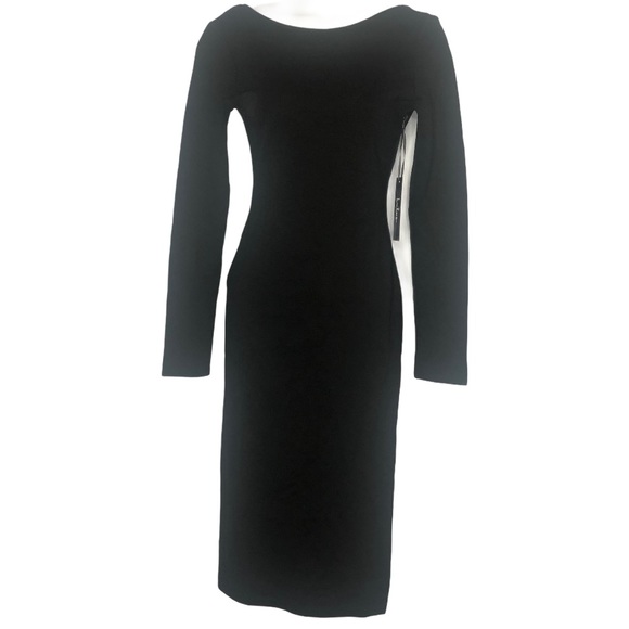 Lulus Dresses & Skirts - Lulu’s Long Sleeve Open Back Black Midi Dress